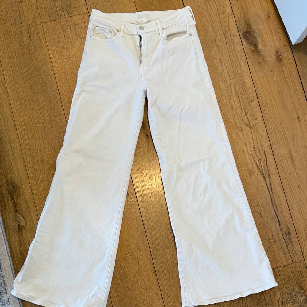 MOTHER Off-White Wide Leg Jeans